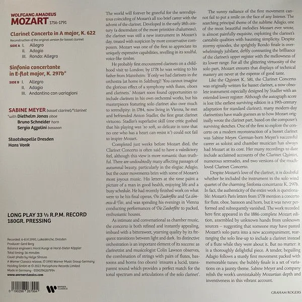 Sabine Meyer - Mozart: Clarinet Concerto; Sinfonia Concertante (Black Vinyl LP)_1