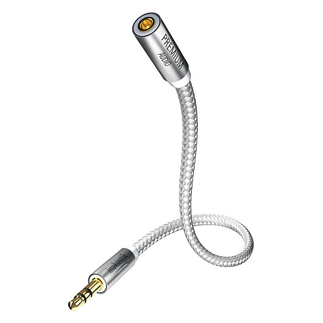 InAkustik Premium Extension Audio Cable 3.0m 3.5mm jack<>3.5mm jack(F)+6.3 jack adapter, 00410203_1