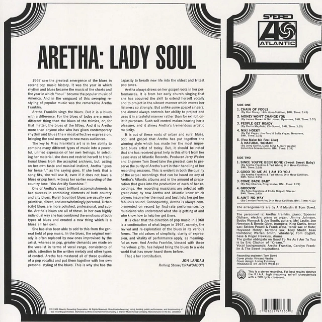 Aretha Franklin - Lady Soul (180 Gram Black Vinyl), 0081227971632_1