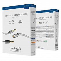 InAkustik Premium Extension Audio Cable 7.5m 3.5mm jack<>3.5mm jack(F)+6.3 jack adapter, 004102075