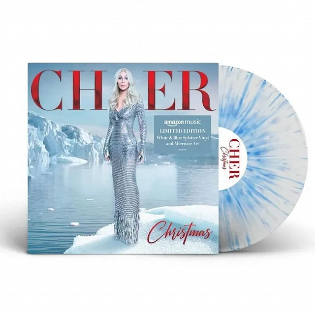 CHER - CHRISTMAS - LIMITED WHITE & BLUE SPLATTER VINYL - AMAZON EXCLUSIVE 0093624839071_1